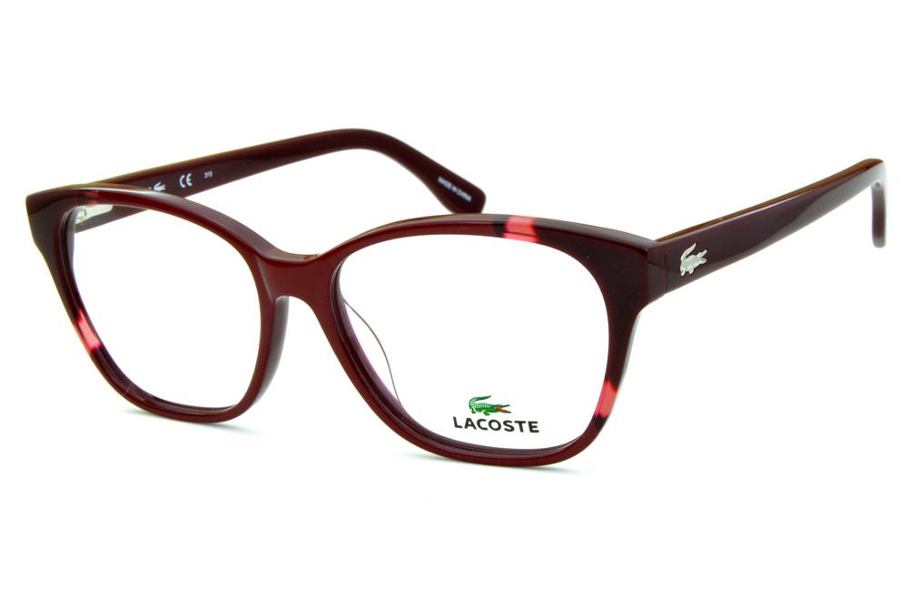 Óculos Lacoste L2737 acetato vermelho bordô estilo gatinho feminino