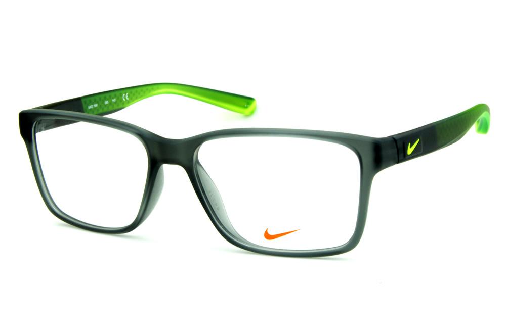 Óculos Nike 7091 Live Free Cinza Fosco detalhe verde fluorescente