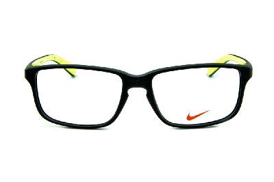 Óculos Nike 7095 Preto fosco com verde fluorescente no interno das hastes e logo de metal