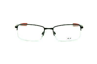 Óculos Oakley OX 3167 Polished Black metal nylon preto com ponteira emborrachada e logo vermelho
