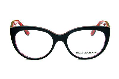 Óculos Dolce & Gabbana DG 3201 Preto com haste vermelha e poa preto bolinha
