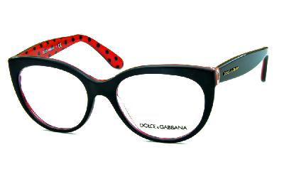 Óculos Dolce & Gabbana DG 3201 Preto com haste vermelha e poa preto bolinha