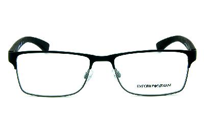 Óculos Emporio Armani EA 1052 de grau retangular preto masculino e haste metal prata