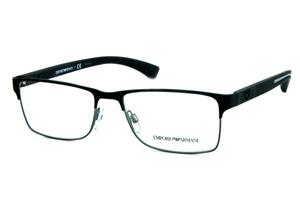 Óculos Emporio Armani EA 1052 de grau retangular preto masculino e haste metal prata