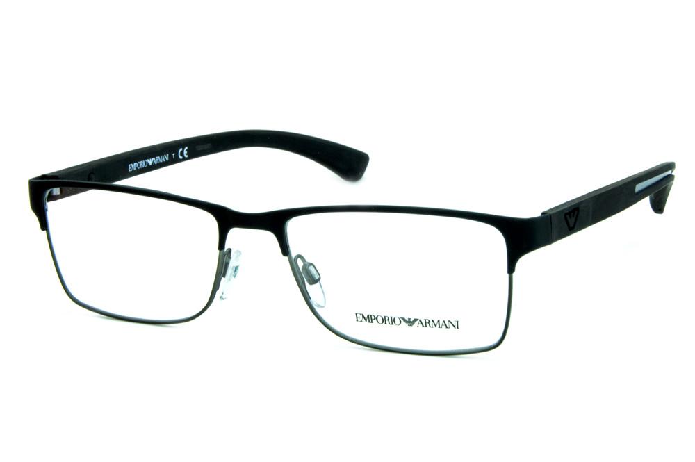 Óculos Emporio Armani EA1052 de grau metal preto quadrado masculino
