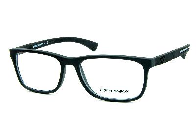 Óculos Emporio Armani EA 3092 Preto fosco com logo e detalhe de metal nas hastes