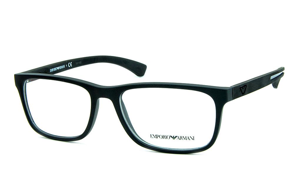 Óculos Emporio Armani EA3092 Preto fosco e logo e detalhe de metal