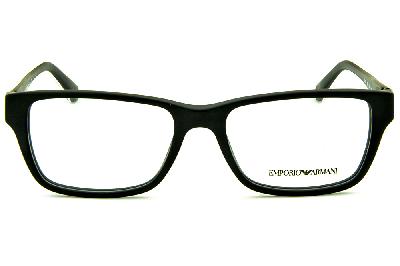 Óculos Emporio Armani EA 3057 preto fosco com friso branco nas hastes