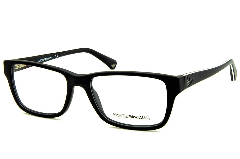 Óculos Emporio Armani EA3057 preto fosco friso branco nas hastes