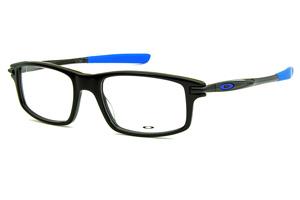 Óculos Oakley OX 1100 de grau masculino retangular em acetato preto brilhante e azul