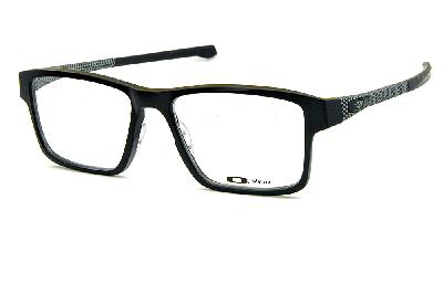 Óculos Oakley OX 8040 Chamfer 2 Acetato Preto com detalhes cinza nas hastes