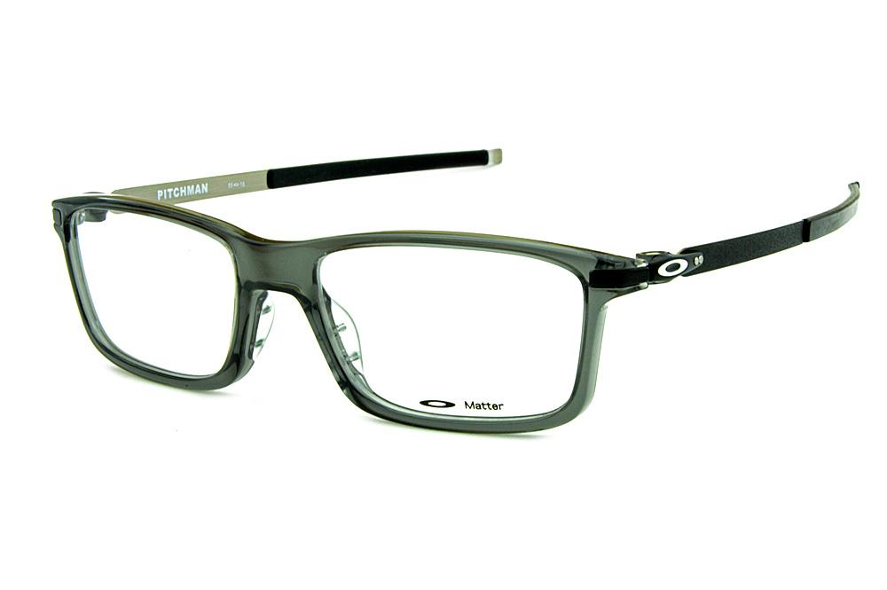 Óculos Oakley OX8050 Pitchman acetato cinza logo branco masculino