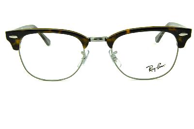Óculos Ray-Ban Clubmaster RB 5154 Acetato marrom tartaruga com aro e ponte em metal grafite