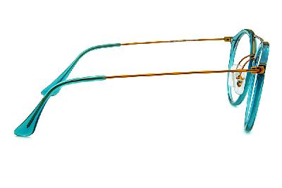 Óculos Ray-Ban RB 7097 Acetato Verde translúcido com ponte e hastes em metal cobre