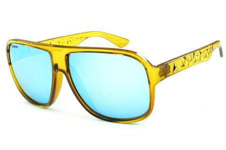 Óculos Absurda Calixto amarelo com lente azul espelhada