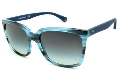 Óculos de sol Emporio Armani acetato azul e preto haste efeito borracha para mulheres