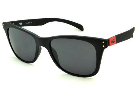 Óculos HB Land Shark 2 Matte Black/Red preto fosco emblema vermelho e lente cinza