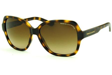 Óculos de Sol Armani Exchange AX 4029S tartaruga efeito onça com lente marrom degradê e logo dourado