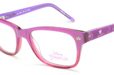 Óculos de grau infantil Disney Princesa em acetato rosa e roxo para meninas