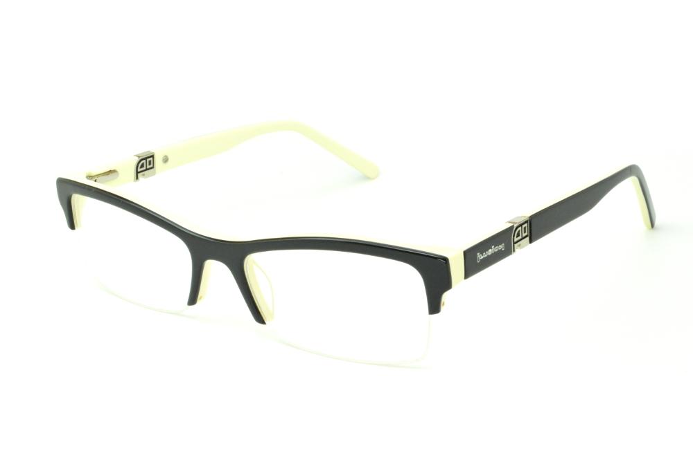 Óculos Ilusion feminino fio de nylon acetato preto haste preta branca