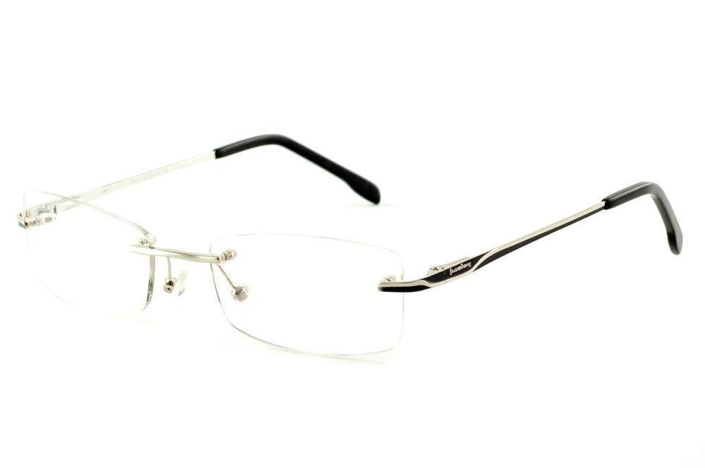 Óculos Ilusion J00543 prata modelo parafusado haste preto e prata