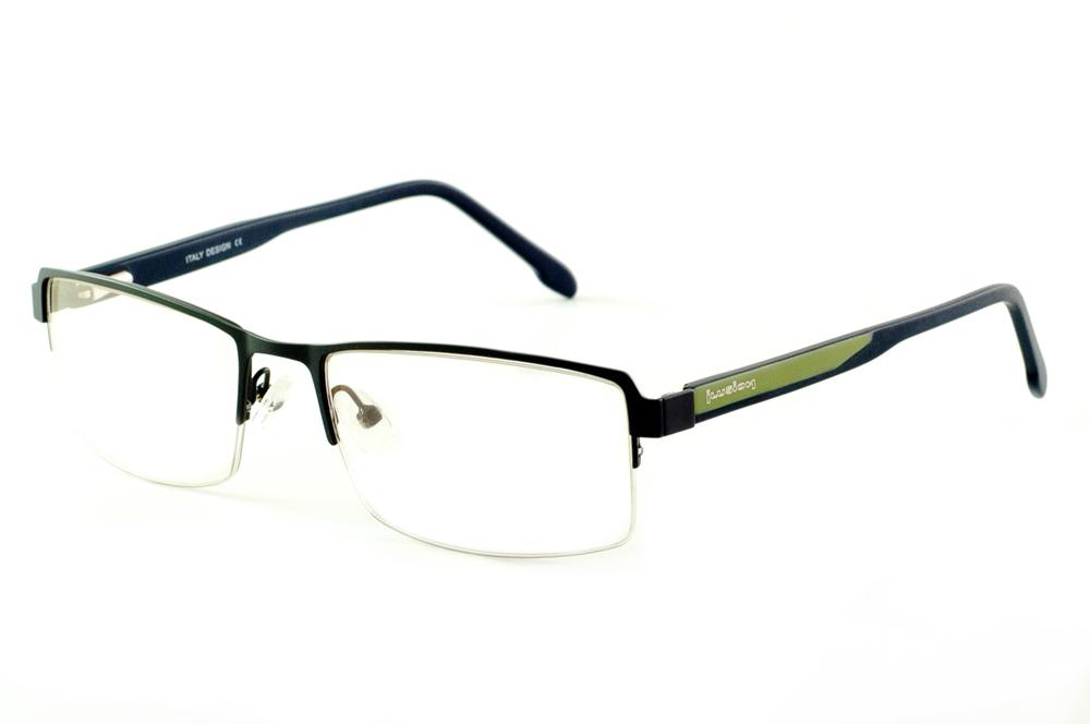 Óculos Ilusion J00632 preto haste azul marinho e detalhe verde
