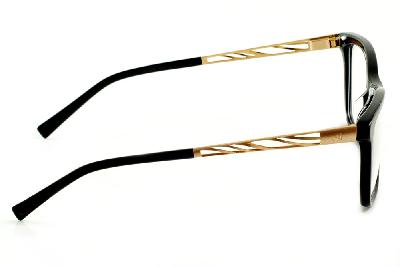 Óculos de grau Ana Hickmann AH 6213 quadrado preto com haste dourada