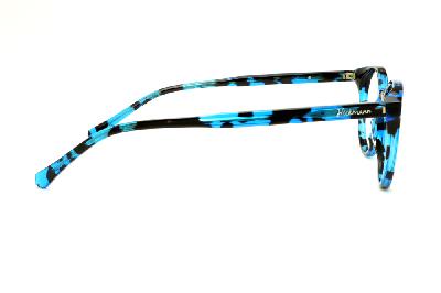 Óculos Ana Hickmann HI 6018 azul e preto efeito onça com haste flexível de mola