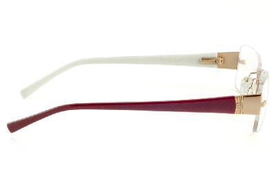 Óculos Ana Hickmann AH 1239 dourado com haste vinho e branco parafusado