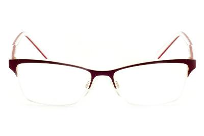 Óculos Ana Hickmann AH 1224 modelo gatinho vinho/dourado com haste branca/vermelha flexível de mola
