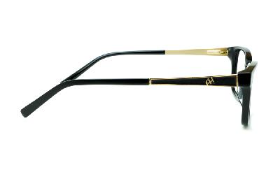 Armação de óculos de grau Ana Hickmann em acetato preto com haste dourada quadrado feminino