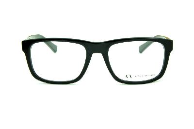 Óculos de grau Armani Exchange em acetato quadrado preto e haste cinza grafite