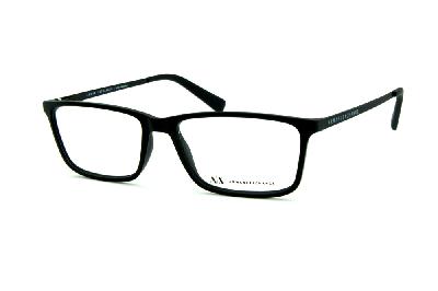 Óculos Armani Exchange AX 3027 preto fosco com hastes metal prata e logo preto