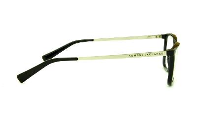Óculos Armani Exchange AX 3028 preto brilho com hastes metal prata com logo preto