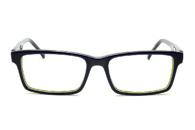 Óculos de grau Atitude acetato azul marinho e preto com friso amarelo para homens