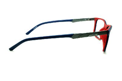 Armação de óculos de grau masculino quadrado esportivo Atitude acetato azul royal e vermelho