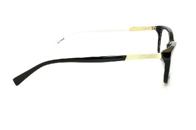 Óculos Atitude preto com haste preta/branca e detalhe dourado flexível de mola
