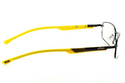 Óculos de grau Atitude em metal preto com haste amarela infantil