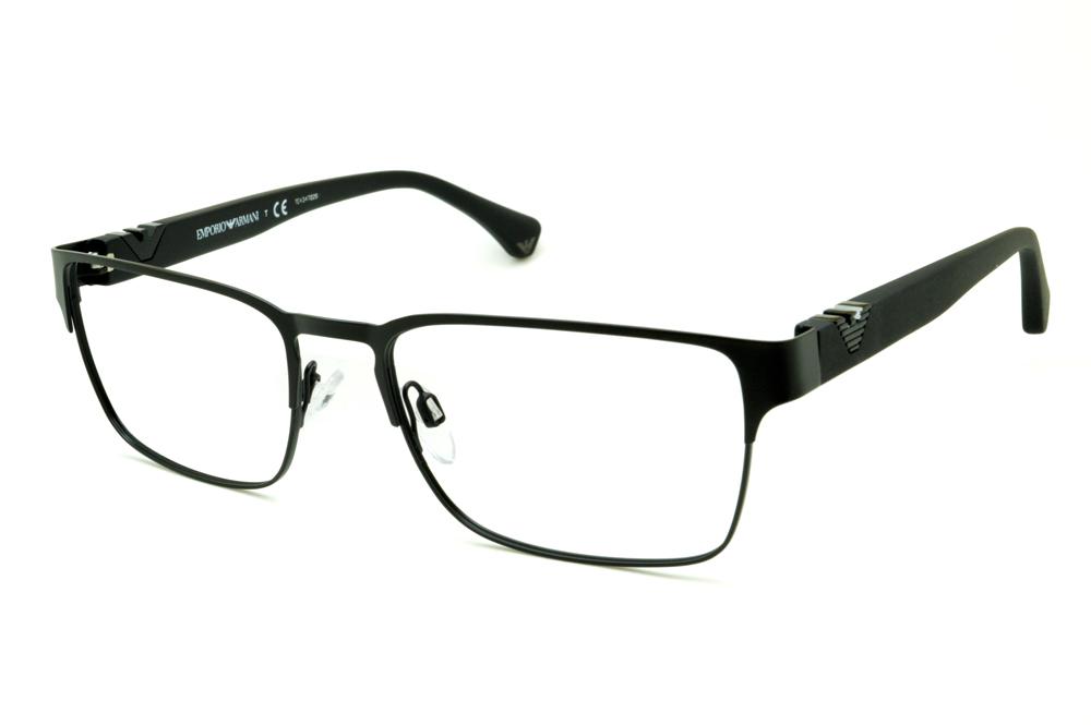 Óculos Emporio Armani EA1027 preto fosco haste efeito borracha