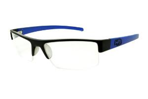 Óculos HB Black Matte Blue - Acetato preto fosco com azul e fio de nylon