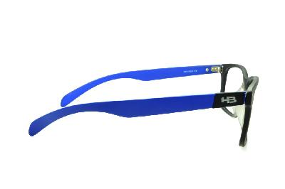 Óculos HB M93 105 Black Matte Blue Aerotech preto fosco com haste azul fosco e detalhe de metal