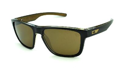 Óculos HB H-BOMB Black Gold preto e marrom emblema dourado e lente marrom