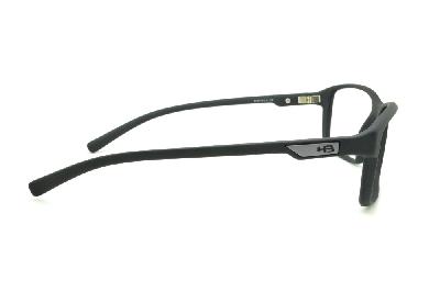 Óculos HB Matte Black - Acetato preto fosco e detalhe metal e detalhe cinza