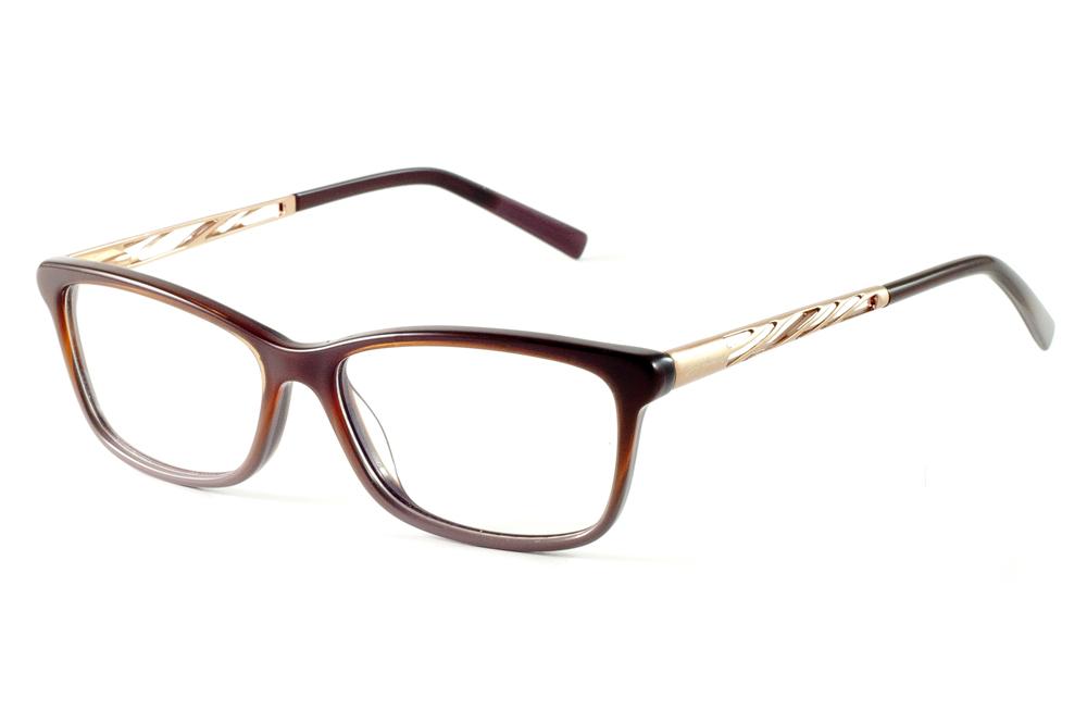 Óculos Ilusion acetato marrom haste dourada flexível de mola
