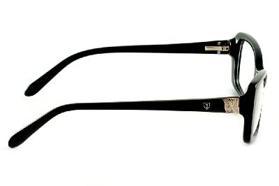 Óculos Ilusion em acetato preta com haste flexível de mola e strass cristal