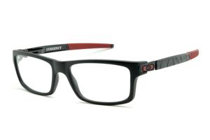 Óculos Oakley OX 8026 Currency em acetato preto fosco com haste vermelho queimado