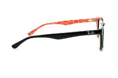 Óculos de grau Ray-Ban em acetato preto com haste em escrita branca