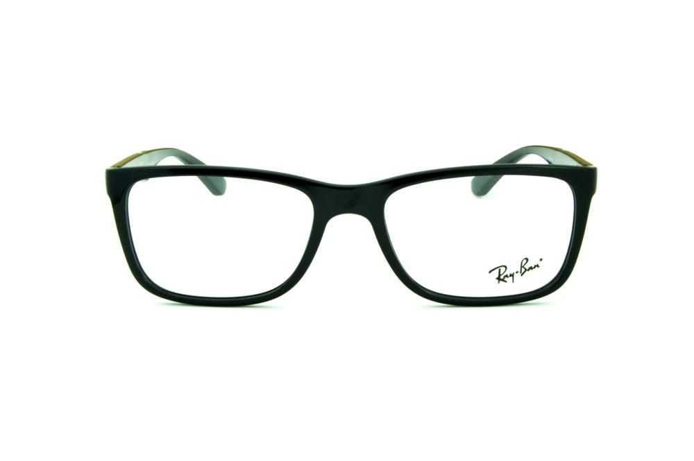 Óculos Ray-Ban RB 7027 quadrado preto com logo prata