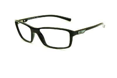 Óculos HB M93 100 Gloss Black Polytech preto brilhante com detalhe na haste cinza
