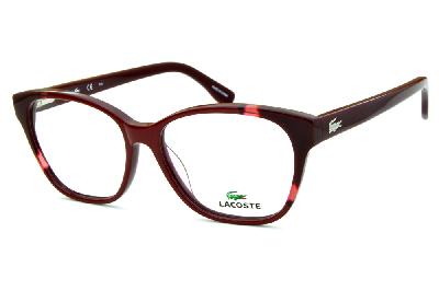 Óculos de grau Lacoste acetato vermelho com bordô estilo gatinho para mulheres